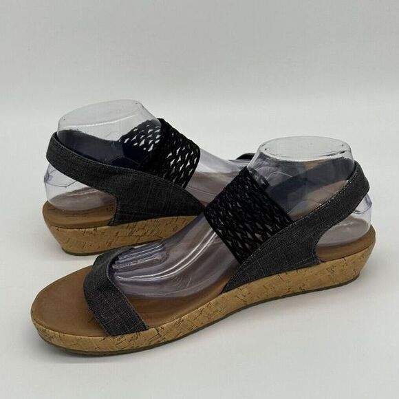 Skechers Brie Most Wanted Wedge Foam Sandals Womens Black 11 Open‎ Toe 119013 - Picture 5 of 8